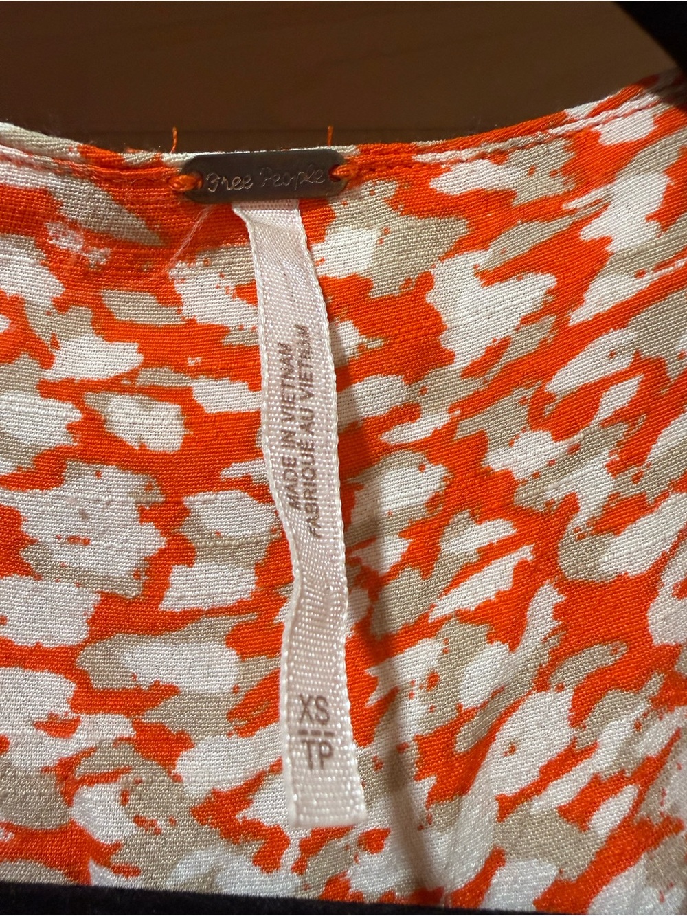 Free People French Quarter Wrap Mini Dress - Orange & White Print Size XSmall - Picture 4 of 5